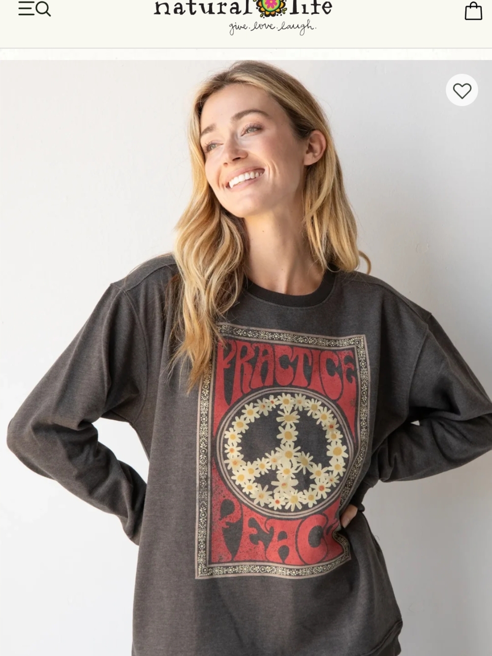 ☮️🌼NATURAL LIFE 3X Charcoal Sweatshirt w/ POCKETS! Super Soft Boho Lightweight
